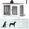 imageYITAHOME 776 Large Corner Dog Crate Furniture for 2 Dogs Steel Frame Cage with Double Doors amp Bowls amp 3 Doors Double Dog Crate Furniture TV Stand for Medium Large Dogs BrownWhite