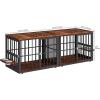 imageYITAHOME 776 Large Corner Dog Crate Furniture for 2 Dogs Steel Frame Cage with Double Doors amp Bowls amp 3 Doors Double Dog Crate Furniture TV Stand for Medium Large Dogs BrownBrown