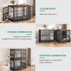 imageYITAHOME 776 Large Corner Dog Crate Furniture for 2 Dogs Steel Frame Cage with Double Doors amp Bowls amp 3 Doors Double Dog Crate Furniture TV Stand for Medium Large Dogs BrownRustic Brown