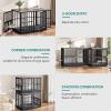 imageYITAHOME 776 Large Corner Dog Crate Furniture for 2 Dogs Steel Frame Cage with Double Doors amp Bowls amp 3 Doors Double Dog Crate Furniture TV Stand for Medium Large Dogs BrownGray