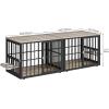 imageYITAHOME 776 Large Corner Dog Crate Furniture for 2 Dogs Steel Frame Cage with Double Doors amp Bowls amp 3 Doors Double Dog Crate Furniture TV Stand for Medium Large Dogs BrownGray