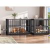 imageYITAHOME 776 Large Corner Dog Crate Furniture for 2 Dogs Steel Frame Cage with Double Doors amp Bowls amp 3 Doors Double Dog Crate Furniture TV Stand for Medium Large Dogs BrownGray