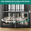 imageYITAHOME 776 Large Corner Dog Crate Furniture for 2 Dogs Steel Frame Cage with Double Doors amp Bowls amp 3 Doors Double Dog Crate Furniture TV Stand for Medium Large Dogs BrownGray