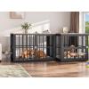 imageYITAHOME 776 Large Corner Dog Crate Furniture for 2 Dogs Steel Frame Cage with Double Doors amp Bowls amp 3 Doors Double Dog Crate Furniture TV Stand for Medium Large Dogs BrownBrown
