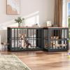 imageYITAHOME 776 Large Corner Dog Crate Furniture for 2 Dogs Steel Frame Cage with Double Doors amp Bowls amp 3 Doors Double Dog Crate Furniture TV Stand for Medium Large Dogs BrownRustic Brown