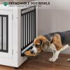 imageYITAHOME 776 Large Corner Dog Crate Furniture for 2 Dogs Steel Frame Cage with Double Doors amp Bowls amp 3 Doors Double Dog Crate Furniture TV Stand for Medium Large Dogs BrownWhite