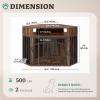 imageYITAHOME Corner Dog Crate Furniture with LED Light amp Power Outlets 52 Inch Heavy Duty Dogs Kennel with 360 Dog Bowl Decorative Indoor End Table Cage for Large Medium Dogs Rustic BrownRustic Brown