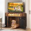 imageYITAHOME Corner Dog Crate Furniture with LED Light amp Power Outlets 52 Inch Heavy Duty Dogs Kennel with 360 Dog Bowl Decorative Indoor End Table Cage for Large Medium Dogs Rustic BrownRustic Brown