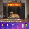 imageYITAHOME Corner Dog Crate Furniture with LED Light amp Power Outlets 52 Inch Heavy Duty Dogs Kennel with 360 Dog Bowl Decorative Indoor End Table Cage for Large Medium Dogs Rustic BrownGrey