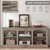imageYITAHOME Farmhouse TV Stand with Cord Management for 7580 Inch TV Entertainment Center with Adjustable Shelf amp Open Storage 70 TV Console Table for Living Room BlackWashed Grey