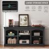 imageYITAHOME Farmhouse TV Stand with Cord Management for 7580 Inch TV Entertainment Center with Adjustable Shelf amp Open Storage 70 TV Console Table for Living Room BlackBlack