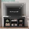 imageYITAHOME Farmhouse TV Stand with Cord Management for 7580 Inch TV Entertainment Center with Adjustable Shelf amp Open Storage 70 TV Console Table for Living Room BlackBlack