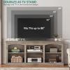imageYITAHOME Farmhouse TV Stand with Cord Management for 7580 Inch TV Entertainment Center with Adjustable Shelf amp Open Storage 70 TV Console Table for Living Room BlackWashed Grey