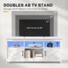imageYITAHOME TV Stand for 807570 Inch TVs with LED Lights Farmhouse Entertainment Center with Storage Cabinets Open Shelves amp Adjustable Shelf for Living Room BlackWhite