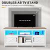 imageYITAHOME TV Stand for 807570 Inch TVs with LED Lights Farmhouse Entertainment Center with Storage Cabinets Open Shelves amp Adjustable Shelf for Living Room BlackWhite  Walnut