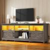 imageYITAHOME TV Stand for 807570 Inch TVs with LED Lights Farmhouse Entertainment Center with Storage Cabinets Open Shelves amp Adjustable Shelf for Living Room BlackWashed Gray