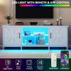 imageYITAHOME TV Stand with LED Lights amp Charging Station Farmhouse Entertainment Center with Storage Cabinets amp Shelves CrossPattern Doors Fits TVs up to 70 TV Consoles for Living Room BlackWhite