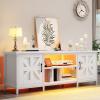 imageYITAHOME TV Stand with LED Lights amp Charging Station Farmhouse Entertainment Center with Storage Cabinets amp Shelves CrossPattern Doors Fits TVs up to 70 TV Consoles for Living Room BlackWhite