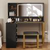 imageYITAHOME Vanity Table with LED Mirror 11 Drawer Makeup Desk with Charging Ports 3 Light Settings amp Comfortable StoolBlack
