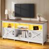 imageYITAHOME TV Stand for 807570 Inch TVs with LED Lights Farmhouse Entertainment Center with Storage Cabinets Open Shelves amp Adjustable Shelf for Living Room BlackWhite  Walnut