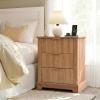 imageYITAHOME 2PCS Fluted Side Table with Drawer amp Charging Station Nightstands Set of 2 End Table for Bedroom or Living Room Oak Color