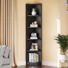 imageYITAHOME 5Tier Corner Shelf 708 Tall Modern Free Standing Corner Bookshelf 5 Shelf Display Corner Bookcase and BookshelvesWooden Open Storage Book Shelves for Living Room Home Office BlackBlack