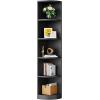 imageYITAHOME 5Tier Corner Shelf 708 Tall Modern Free Standing Corner Bookshelf 5 Shelf Display Corner Bookcase and BookshelvesWooden Open Storage Book Shelves for Living Room Home Office BlackBlack