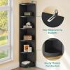 imageYITAHOME 5Tier Corner Shelf 708 Tall Modern Free Standing Corner Bookshelf 5 Shelf Display Corner Bookcase and BookshelvesWooden Open Storage Book Shelves for Living Room Home Office BlackBlack