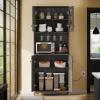 imageYITAHOME 67 Tall Wine Bar Cabinet for Liquor and Glasses Farmhouse Freestanding Coffee Bar Cabinet with Glasses Racks  Storage Shelves WGlass Doors for Living Dining Room Hallway Dark Rustic OakRustic Charcoal Grey