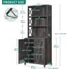 imageYITAHOME 67 Tall Wine Bar Cabinet for Liquor and Glasses Farmhouse Freestanding Coffee Bar Cabinet with Glasses Racks  Storage Shelves WGlass Doors for Living Dining Room Hallway Dark Rustic OakDark Rustic Oak