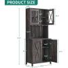 imageYITAHOME 67 Tall Wine Bar Cabinet for Liquor and Glasses Farmhouse Freestanding Coffee Bar Cabinet with Glasses Racks  Storage Shelves WGlass Doors for Living Dining Room Hallway Dark Rustic OakDark Rustic Oak