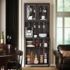 imageYITAHOME 67 Tall Wine Bar Cabinet for Liquor and Glasses Farmhouse Freestanding Coffee Bar Cabinet with Glasses Racks  Storage Shelves WGlass Doors for Living Dining Room Hallway Dark Rustic OakDark Rustic Oak