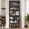 imageYITAHOME 67 Tall Wine Bar Cabinet for Liquor and Glasses Farmhouse Freestanding Coffee Bar Cabinet with Glasses Racks  Storage Shelves WGlass Doors for Living Dining Room Hallway Dark Rustic OakDark Rustic Oak