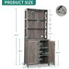 imageYITAHOME 67 Tall Wine Bar Cabinet for Liquor and Glasses Farmhouse Freestanding Coffee Bar Cabinet with Glasses Racks  Storage Shelves WGlass Doors for Living Dining Room Hallway Dark Rustic OakGrey Wash