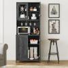 imageYITAHOME 67 Tall Wine Bar Cabinet for Liquor and Glasses Farmhouse Freestanding Coffee Bar Cabinet with Glasses Racks  Storage Shelves WGlass Doors for Living Dining Room Hallway Dark Rustic OakRustic Charcoal Grey