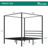 imageYITAHOME Canopy Bed Frame Metal Four Posters 14 Inch Platform with Builtin Headboard Strong Metal Slat Mattress Support No Box Spring Needed Black Queen SizeBlack