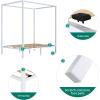 imageYITAHOME Canopy Bed Frame Metal Four Posters 14 Inch Platform with Builtin Headboard Strong Metal Slat Mattress Support No Box Spring Needed Black Queen SizeWhite