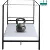 imageYITAHOME Canopy Bed Frame Metal Four Posters 14 Inch Platform with Builtin Headboard Strong Metal Slat Mattress Support No Box Spring Needed Black Queen SizeBlack