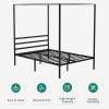 imageYITAHOME Canopy Bed Frame Metal Four Posters 14 Inch Platform with Builtin Headboard Strong Metal Slat Mattress Support No Box Spring Needed Black Queen SizeBronze Black