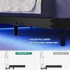 imageYITAHOME Canopy Bed Frame Metal Four Posters 14 Inch Platform with Builtin Headboard Strong Metal Slat Mattress Support No Box Spring Needed Black Queen SizeBlack W Led Lights