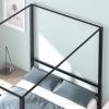 imageYITAHOME Canopy Bed Frame Metal Four Posters 14 Inch Platform with Builtin Headboard Strong Metal Slat Mattress Support No Box Spring Needed Black Queen SizeBlack