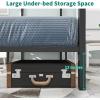 imageYITAHOME Canopy Bed Frame Metal Four Posters 14 Inch Platform with Builtin Headboard Strong Metal Slat Mattress Support No Box Spring Needed Black Queen SizeBlack