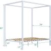 imageYITAHOME Canopy Bed Frame Metal Four Posters 14 Inch Platform with Builtin Headboard Strong Metal Slat Mattress Support No Box Spring Needed Black Queen SizeWhite