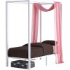 imageYITAHOME Canopy Bed Frame Metal Four Posters 14 Inch Platform with Builtin Headboard Strong Metal Slat Mattress Support No Box Spring Needed Black Queen SizeWhite