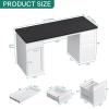 imageYITAHOME Computer Desk with 3 Drawers Power Outlets amp File Drawer Modern Office Desk Work Desk for Home Office Study or Living Room Black amp WhiteBlack  White