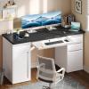 imageYITAHOME Computer Desk with 3 Drawers Power Outlets amp File Drawer Modern Office Desk Work Desk for Home Office Study or Living Room Black amp WhiteBlack  White