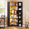 imageYITAHOME Corner Bookshelf and Bookcase with LED Light Black Bookshelf 6 Tier Corner Shelf LShaped Bookcase Storage Display Shelf for Home Office Living Room Bedroom BlackWhite