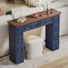 imageYITAHOME Farmhouse Console Table for Entryway with Storage Narrow Long Sofa Table Furniture with Nontip Kit Behind Couch Table for Hallway Living Room amp Bedroom Off White amp WalnutNavy Blue  Walnut