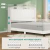 imageYITAHOME Full Bed Frame with Adjustable Vertical Channel Wingback Headboard Upholstered Platform Bed with LED Lights Solid Wood Slat Support No Box Spring NeededBeigeBeige Cream