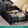 imageYITAHOME King Size Bed Frame with 3 Storage Drawers and RGB LED Lights Velvet Upholstered Bed with Charging Station and Storage Headboard No Box Spring Needed Easy Assembly NoiseFree GreyCharcoal Black